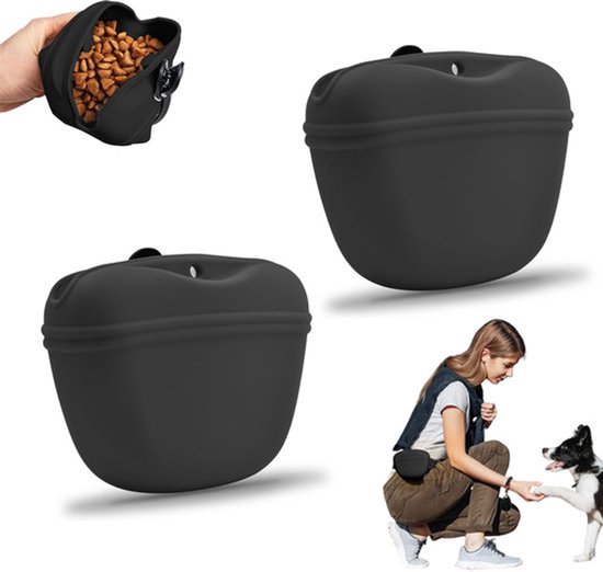 Beloningstasje voor Honden - 2 Stuks - Honden Beloningszakje - Snoepjes & Snacktasje - Hondentraining - Agility voor de Hond - Honden uitlaat tas - Dog Walking Bag - Honden Speelgoed - Honden Intelligentie Training - Trainen - Wandelen - Zwart