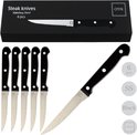 Set van zes zwarte Otix steakmessen, inclusief verpakking met tekst Steak knives 6 pcs.