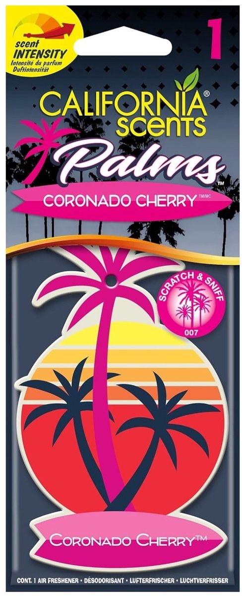 California Scents Palm Tree Coronado Cherry Air Freshener - Autogeurtje - Luchtverfrisser (Kersen)