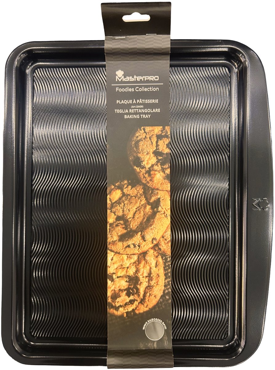 Masterpro - Pro - Bakplaat - 39.8x33.1x1.7cm - Carbonstaal - Anti Slip - Ovenplaat - Zwart