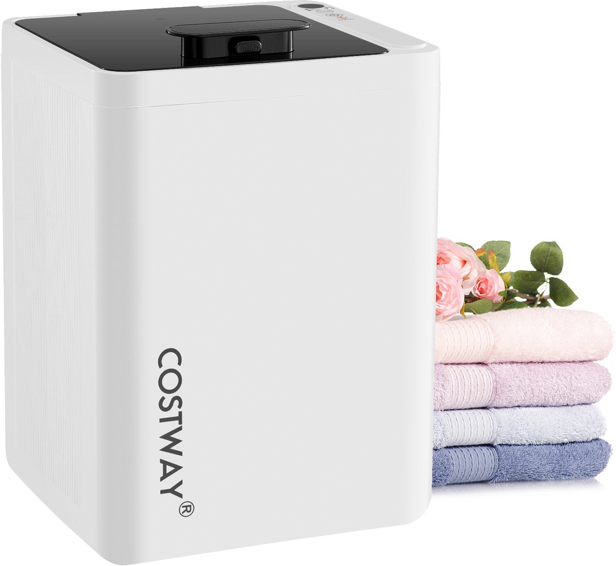COSTWAY Handdoekwarmer, 23 liter, met 6-traps timer en led-display, temperatuur tot 125 °C, voor grote handdoeken, badjassen en dekens, wit