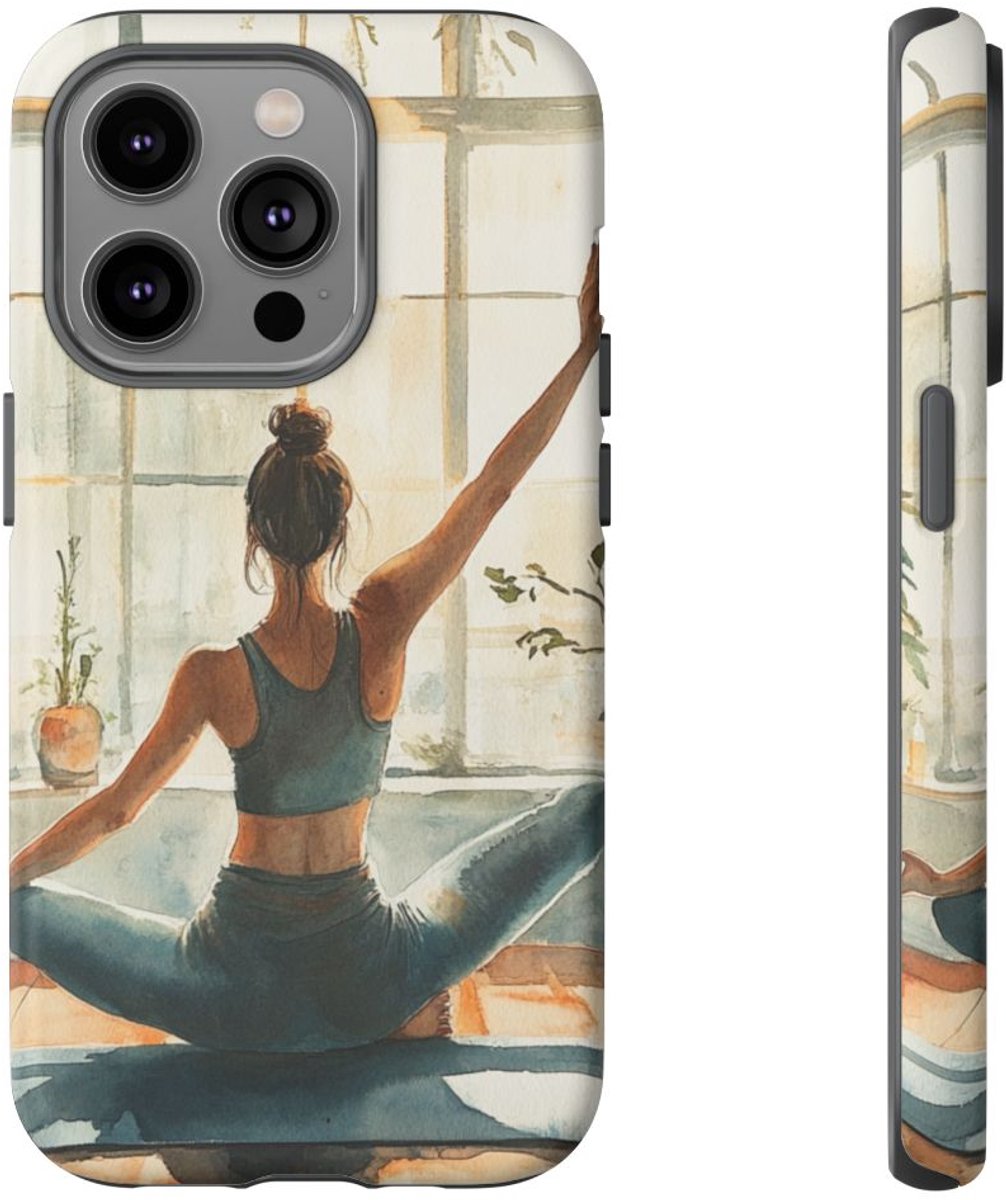 Yoga Vrouw in Aquarel – Telefoonhoesje Geschikt voor iPhone 14 Pro