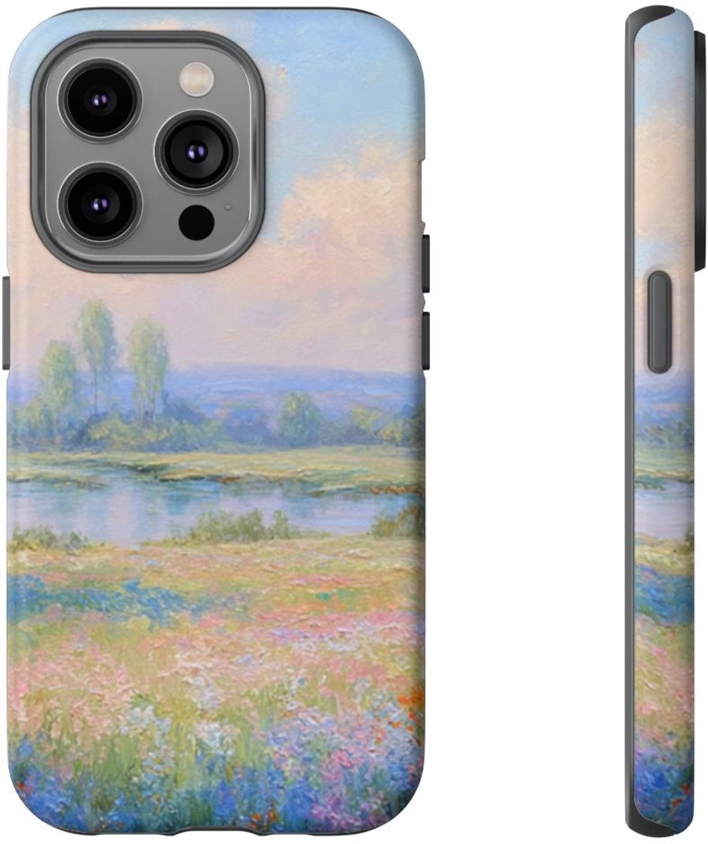 Lentelandschap met Bloeiende Kersenbloesems – Telefoonhoesje Geschikt voor iPhone 14 Pro