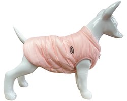 Winter Dons Jas Roze voor kleine honden maat S - Ruglengte 24cm en Borstomvang 34cm - Hondenjas - Donsjas voor honden