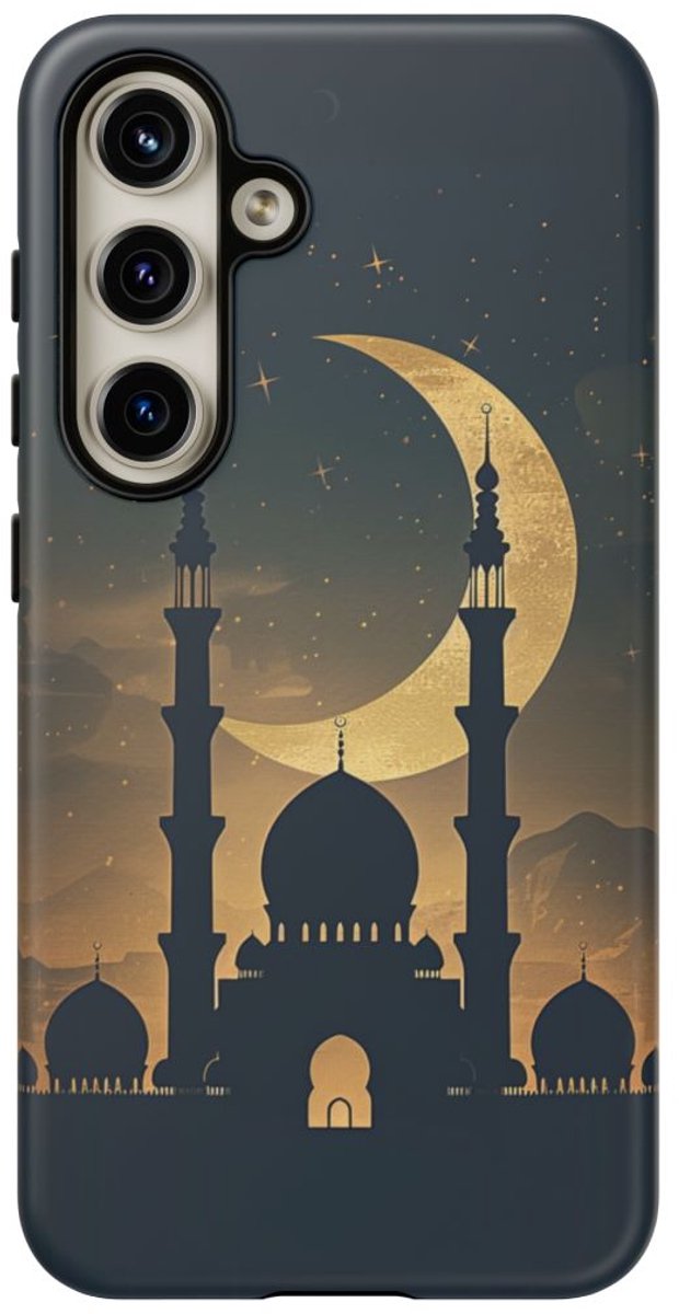 Sluiermaan en Moskee Silhouet – Telefoonhoesje Geschikt voor Galaxy S24