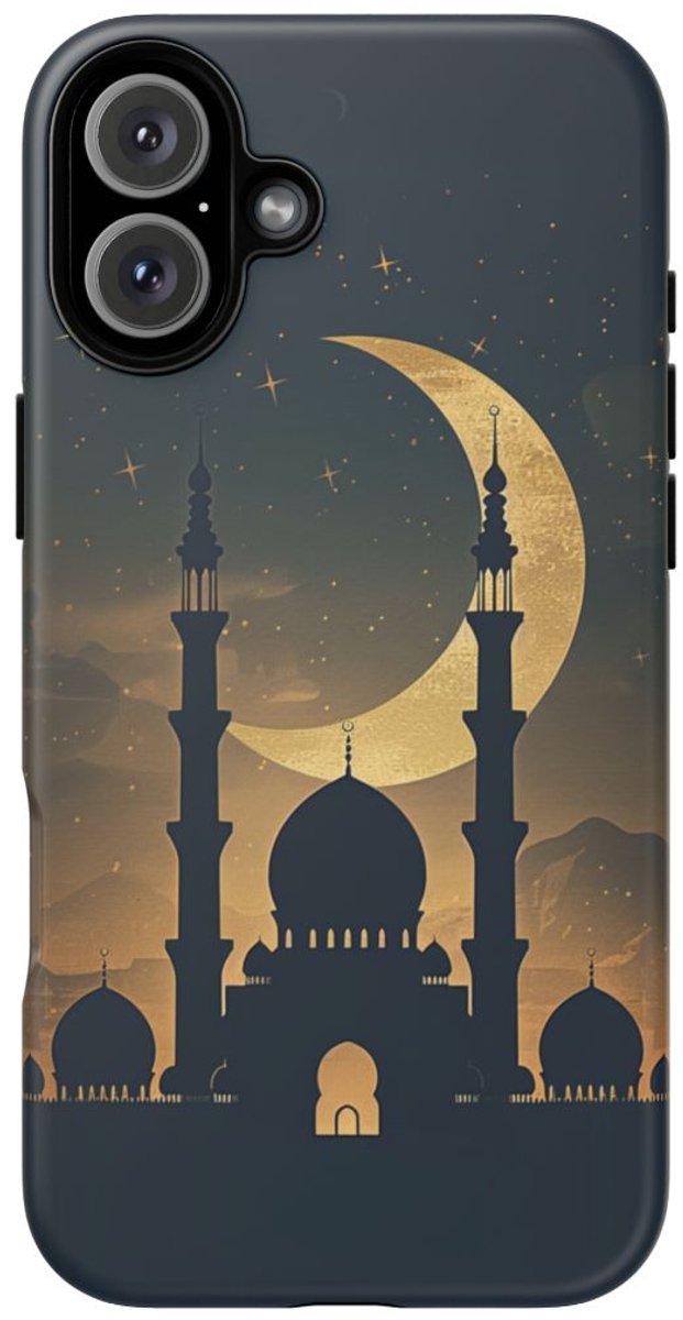 Sluier van Nacht met Moskee en Halve Maan – Telefoonhoesje Geschikt voor iPhone 16 Plus