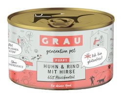 GrauDST - Puppy/Junior Hondenvoer - Kip, rund en gierst - Blik - 6x200g