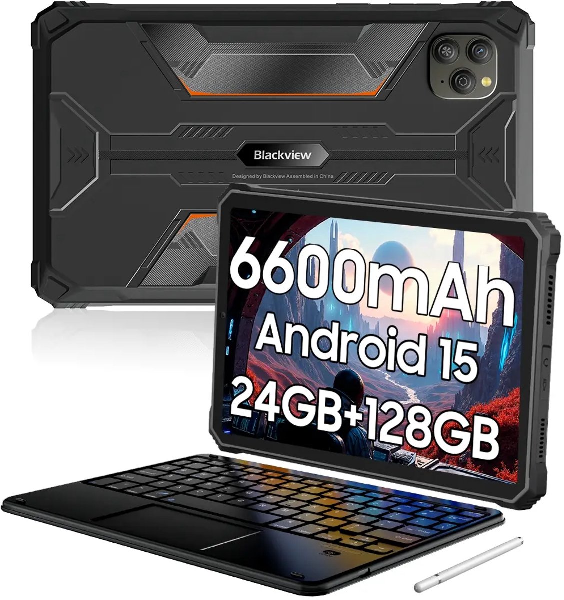 Blackview Active 5 - Tablet - Met Toetsenbord - 24GB RAM - 128GB ROM - Dual 4G SIM+WiFi - 8.68 inch - 6600mAh - Octa Core - Android 15 Bluetooth 5.2 - NFC - OTG - Zwart