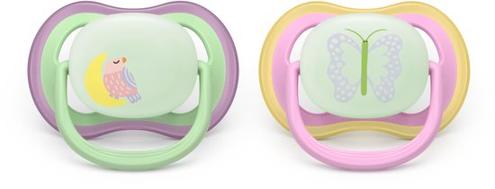 Philips Avent Ultra Air Night - Glow-in-the-dark fopspeen –(6-18 mnd) Extra luchtopeningen - 2 stuks - SCF376/29 van Philips Avent — afbeelding 3