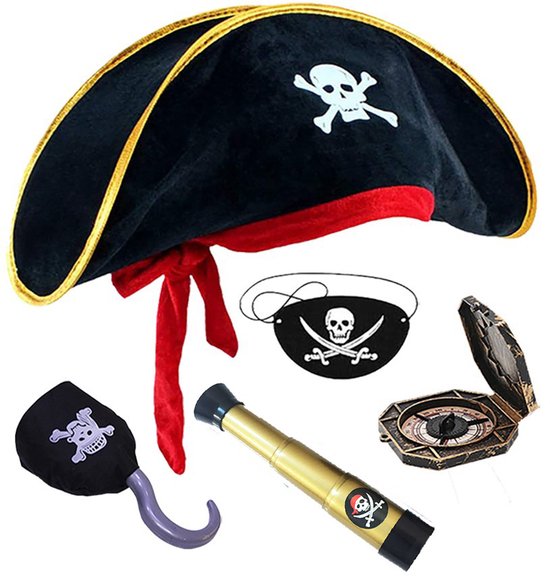 Pirate Hat - Eyepatch - Halloween Party Decoration - Black Compass Captain's Hat - Party Costume