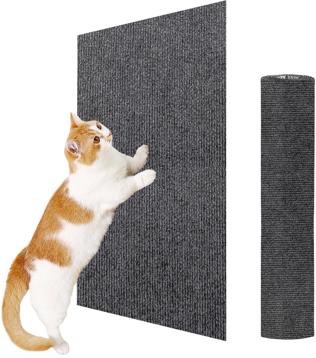 Kattenkrabmat Zelfklevend - Krabmat voor Bank en Tapijt - Anti-Kras Meubelbeschermer - Herbruikbare Bescherming voor Huisdieren - Grijs - 40 x 30 cm