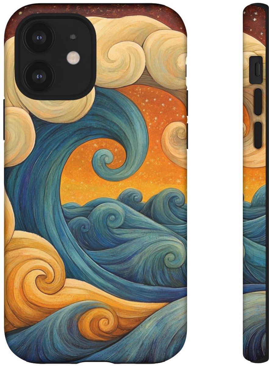 Spiraalvormige Golfillustratie – Telefoonhoesje Geschikt voor iPhone 12