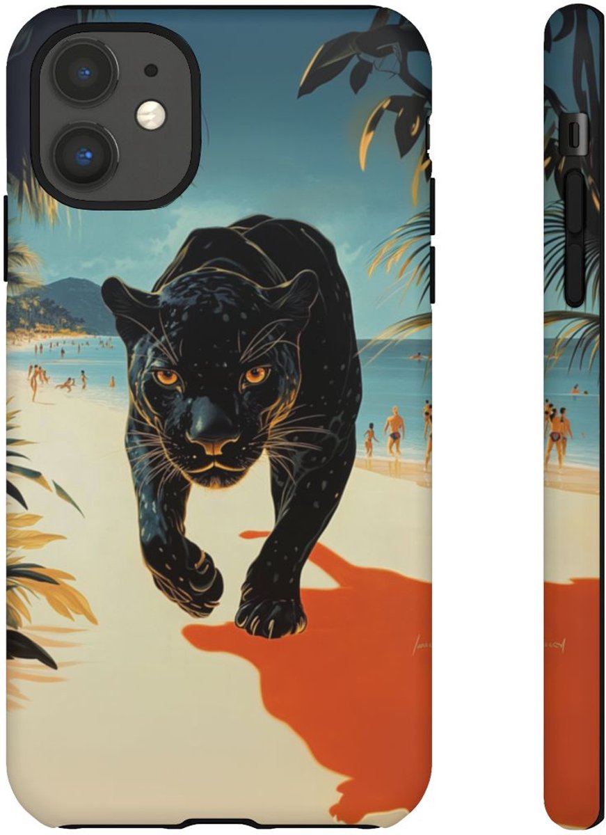 Zwarte Panter op het Strand – Telefoonhoesje Geschikt voor iPhone 11