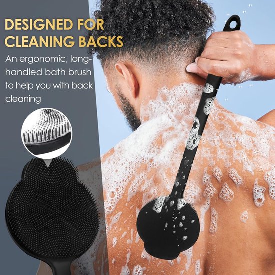 Upgrade Silicone Body Scrubber - lange steel - exfoliatie - doucheaccessoire van Merkloos	 — afbeelding 5
