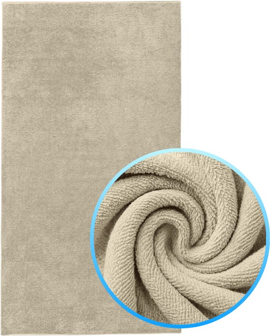 Funnies Strandlaken XXL Cream Extra groot - 100x200 cm - Hoogwaardig Katoenen OEKO-TEX Strand Handdoek - 500 gram/m2 Luxe Dikte - Extra zacht - Sneldrogend Badhanddoek - Ideaal voor Strand, Sauna, Zwembad, Vakantie en Sport - Badlaken