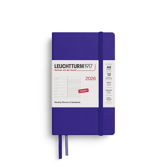 Leuchtturm1917 - A6 Pocket Weekly Planner & Notebook 2026 hardcover Ink - Zakagenda 9x15cm