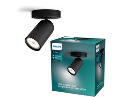 Philips Pongee opbouwspot - 1-lichts - zwart