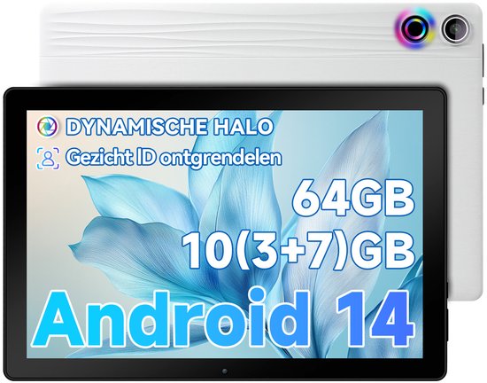 Hotlight A10 - Android 14 Tablet - 10.1 inch - 10(3+7)GB RAM/64GB ROM– 5000mAh - Wit