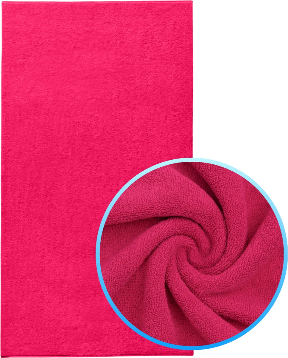 Funnies Strandlaken XXL Fuchsia Extra groot - 100x200 cm - Strandhanddoek - Hoogwaardig Katoenen OEKO-TEX - 500 gram/m2 Luxe Dikte - Extra zacht - Sneldrogend Badhanddoek - Ideaal voor Strand, Sauna, Zwembad, Vakantie en Sport - Badlaken