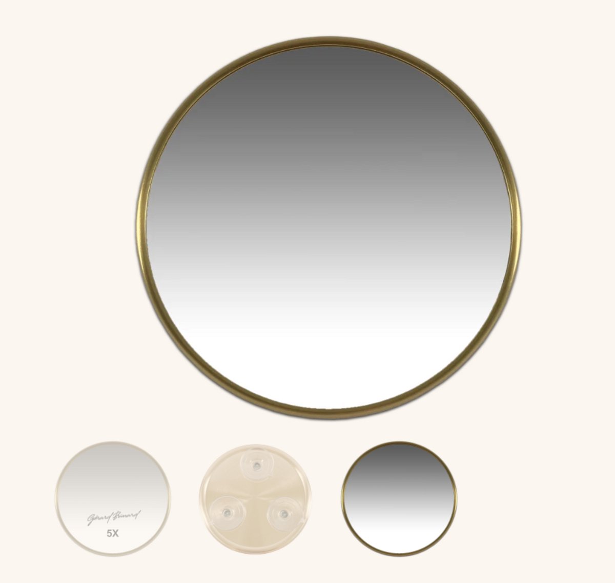 Zuignapspiegel mat goud 15cm/5x