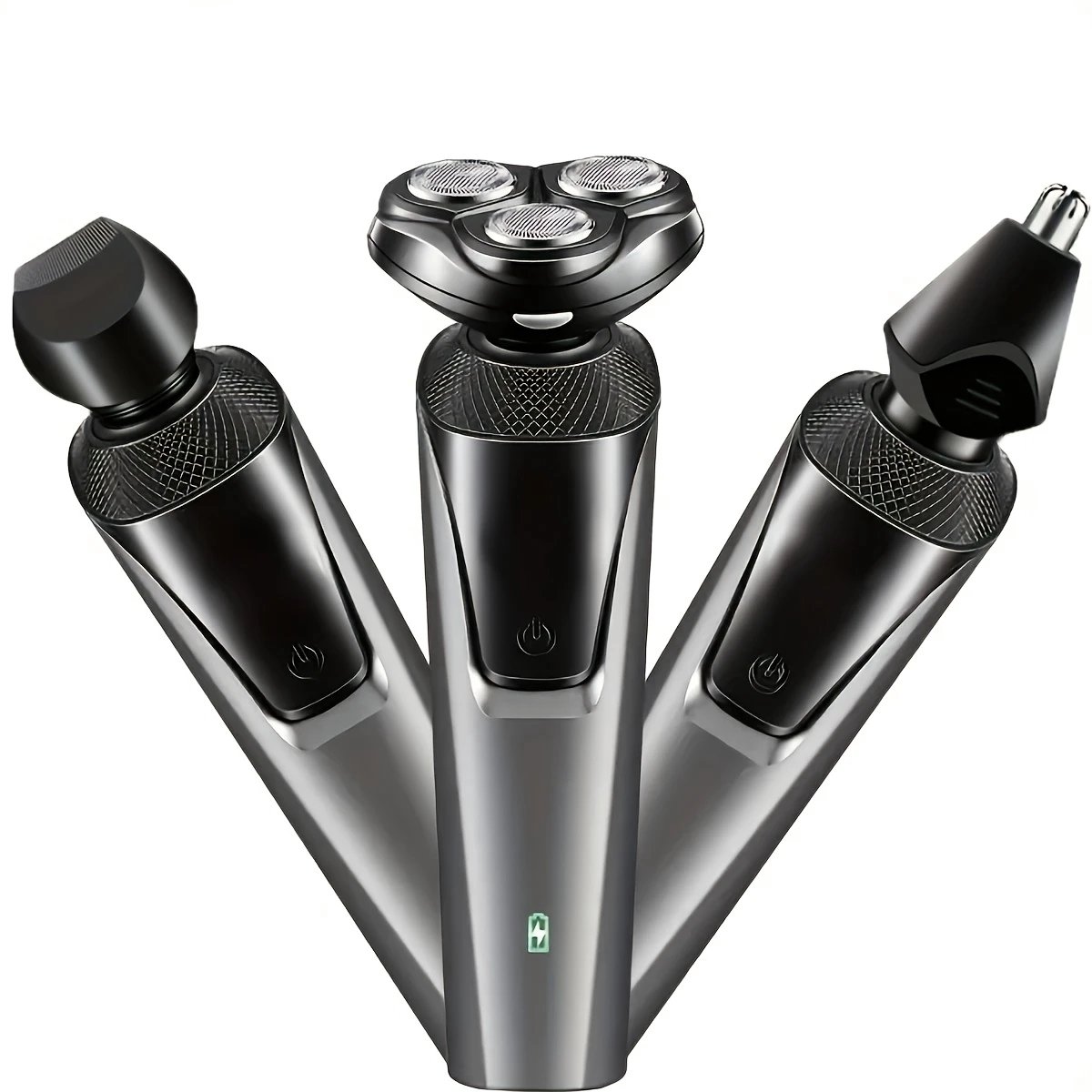 3in1 - 4D Scheerapparaat - Usb Oplaadbare Multifunctionele Trimmer met Bodyshaver + Baard/Precisietrimmer + Neustrimmer- Voor een complete en perfecte Lichaamshaar verzorging - Unisex - Kleur: Donkergrijs