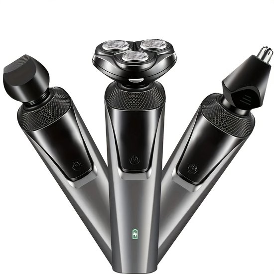 3in1 - 4D Scheerapparaat - Usb Oplaadbare Multifunctionele Trimmer met Bodyshaver + Baard/Precisietrimmer + Neustrimmer- Voor een complete en perfecte Lichaamshaar verzorging - Unisex - Kleur: Donkergrijs