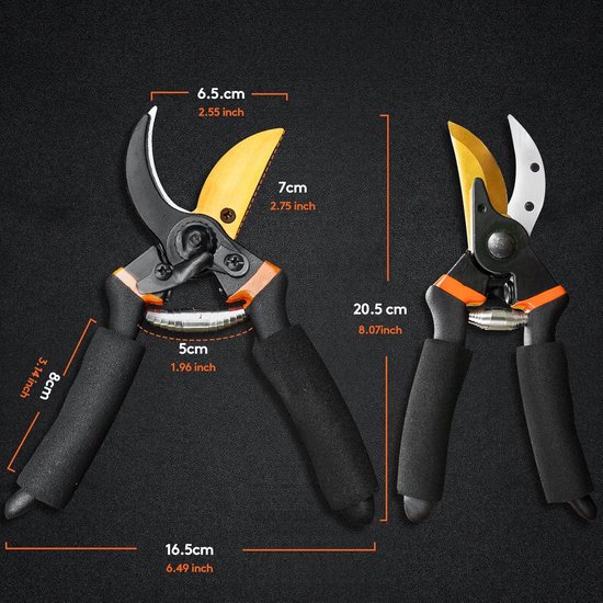 Sécateur - Sécateur professionnel multifonction - Cisailles à branches jusqu'à 25 mm - Cisailles de jardin - Cisailles à branches - Outils de jardin - Sécateur à main ultra tranchant, Cisailles de jardin professionnelles - Acier