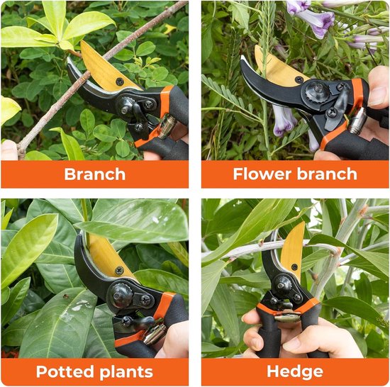 Sécateur - Sécateur professionnel multifonction - Cisailles à branches jusqu'à 25 mm - Cisailles de jardin - Cisailles à branches - Outils de jardin - Sécateur à main ultra tranchant, Cisailles de jardin professionnelles - Acier