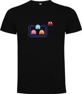 T-shirt noir avec impression couleur "Fantômes Pacman dans le jeu - Rétro - Jeu" Taille S