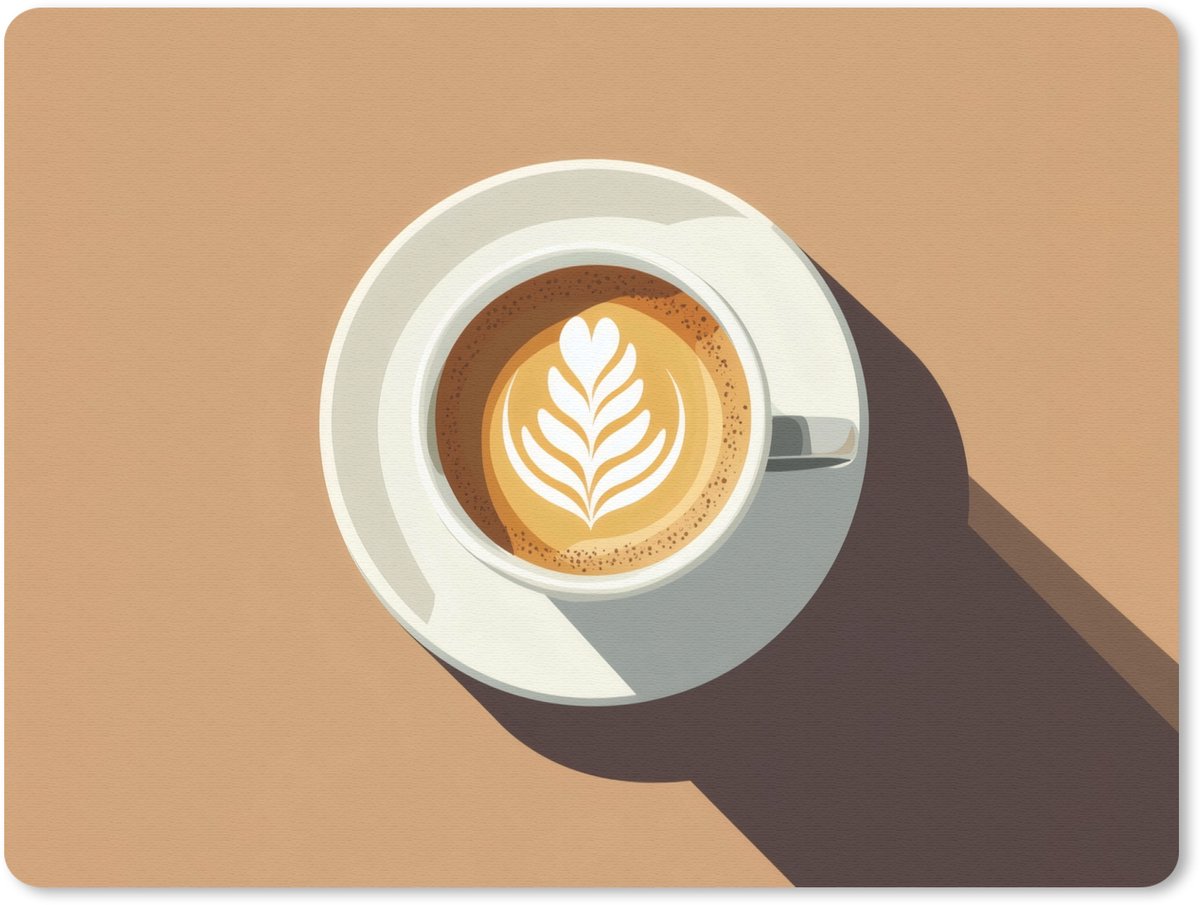 Muismat 23x19 cm - Mousepad Cappuccino - Kop - Schotel - Minimalitisch - Muismatten