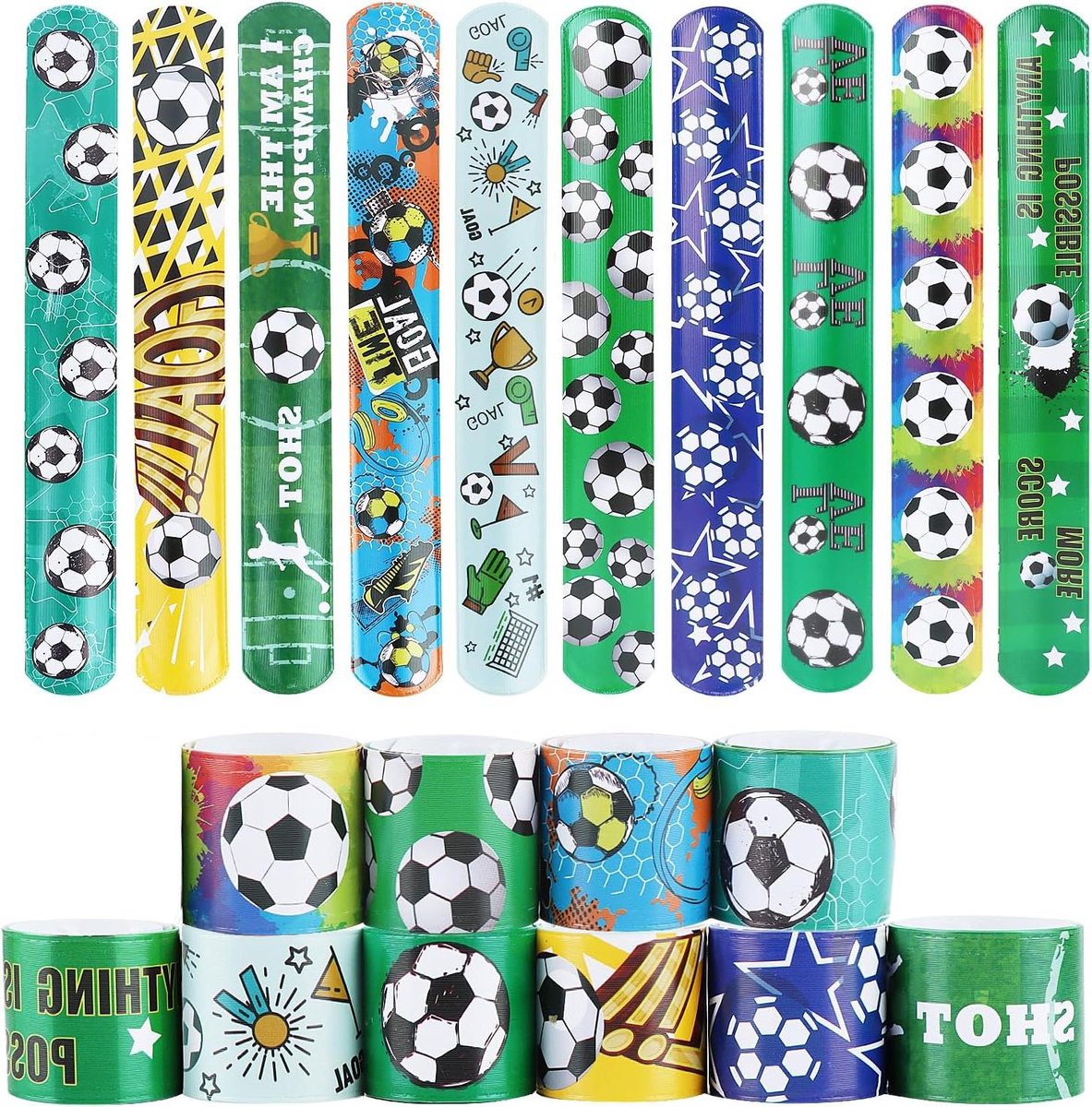 Inovra Plus - Voetbal Kinderarmbanden Set van 20 stuks - Armbanden voor Kinderen - Gadget - Verjaardagscadeau voor Kinderen - Klikarmbanden - Voetbal Thema