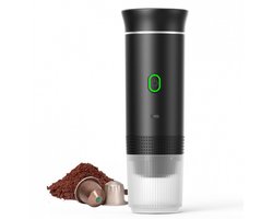 Draagbaar Koffiezetapparaat voor Onderweg - Draadloos voor in de Auto - 12 Volt - Espresso - Geschikt voor Capsule Koffie - Gemalen Koffie - Cups - Oplaadbaar - Draagbare Koffiemachine