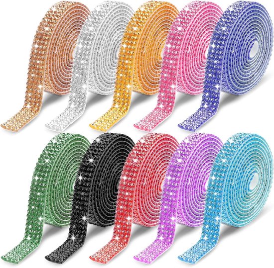 4 rollen diamanttape, zelfklevend, kristal, diamantband, glitterlint, zilveren kristal, decoratieve tape, strassteentjes, glitter, voor bruiloft, verjaardag, 4 rollen