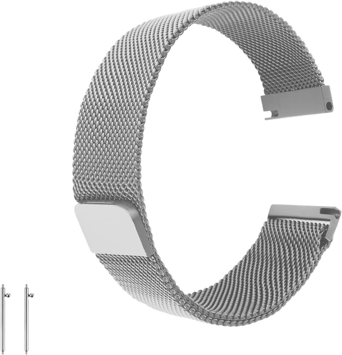 Allecto Plus - Geweven mesh horlogeband met snelsluiting en magnetische metalen band - Verstelbare roestvrijstalen vervangende bandjes - Smartwatchbandjes voor mannen, vrouwen en tieners - 22*1.5cm - Roestvrij staal