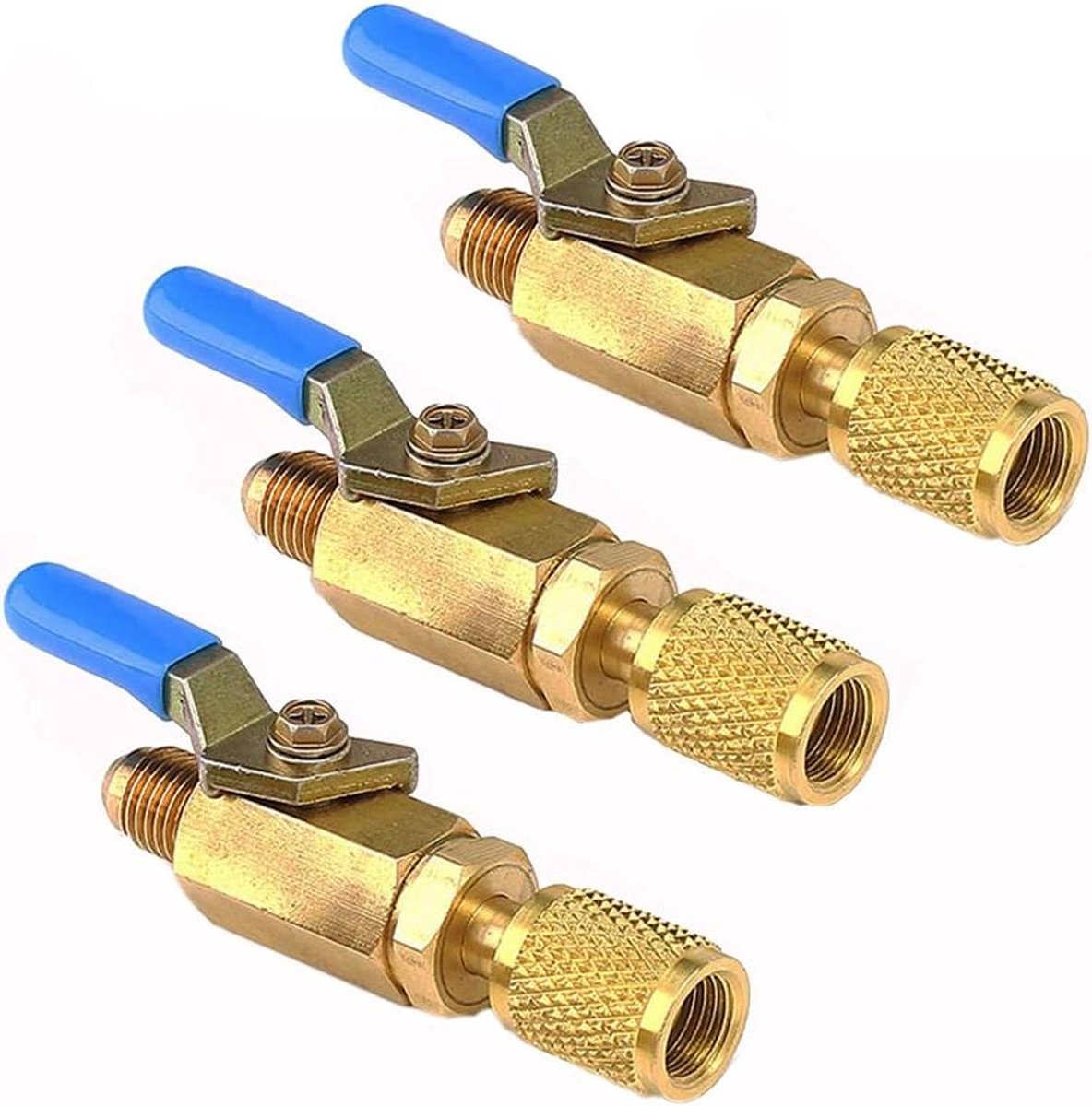 Allecto Plus - 3 messing koelmiddel afsluitkleppen voor airconditioning - 1/4 SAE - HVAC koeling.