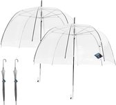Transparante Koepelparaplu Set van 2 – Paraplu Bruiloft Lichtgewicht – Doorzichtige Paraplu Ø75 cm – Haakvorm Handvat – Koepelvormige Paraplu voor Speciale Gelegenheden en Fotoshoots