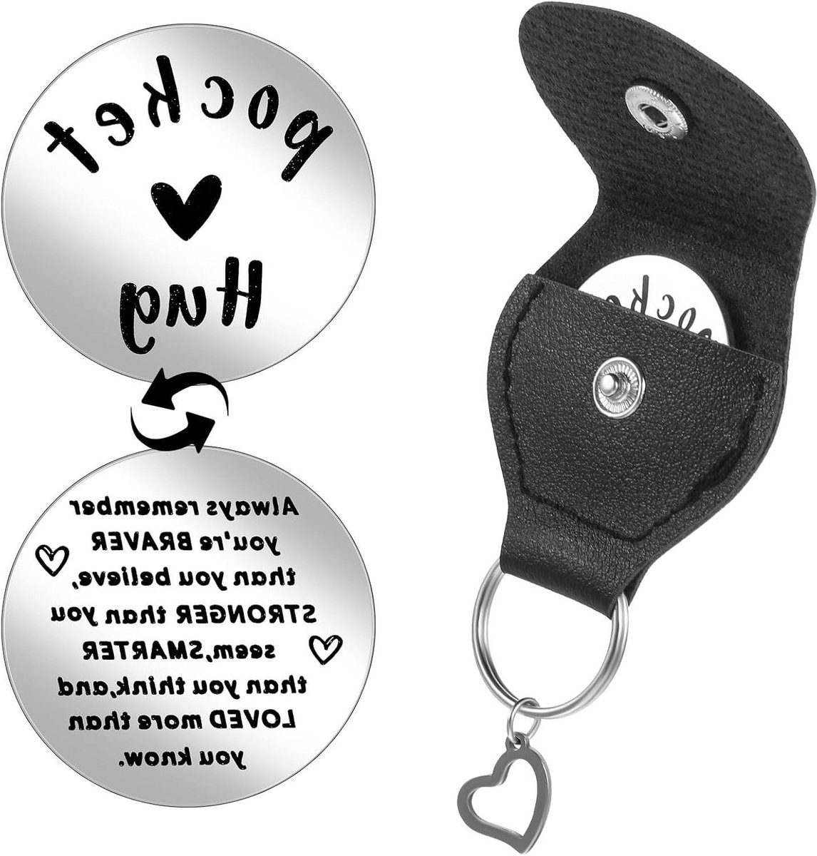 Allecto Plus - Pocket Hug Token Sleutelhanger - Roestvrij Staal - Inspirerend Cadeau voor Vrienden - Munt Houder - Dubbelzijdig Design.