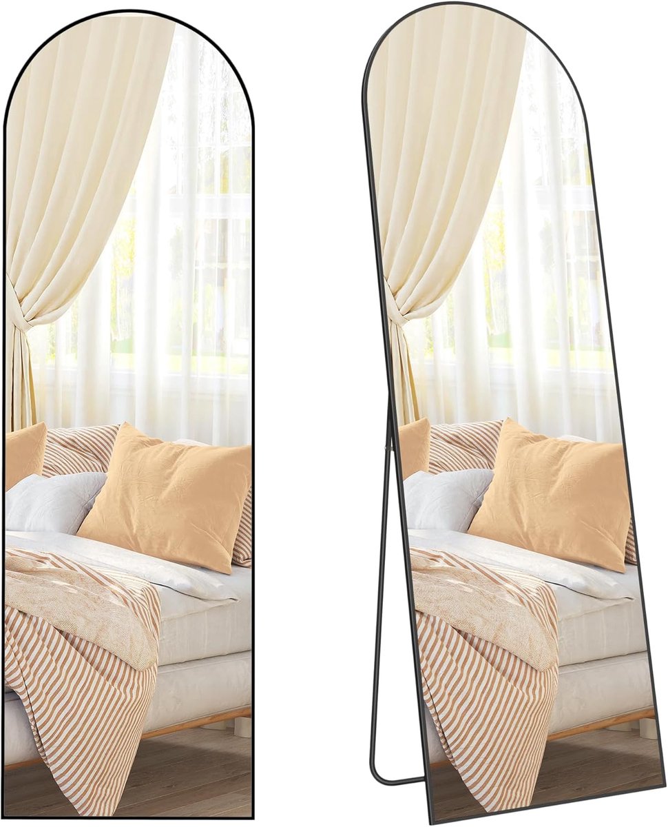 Conway Living® - Passpiegel - Deluxe - Zwart - Passpiegel Staand - Wandspiegel Rechthoek - 160 x 50 cm