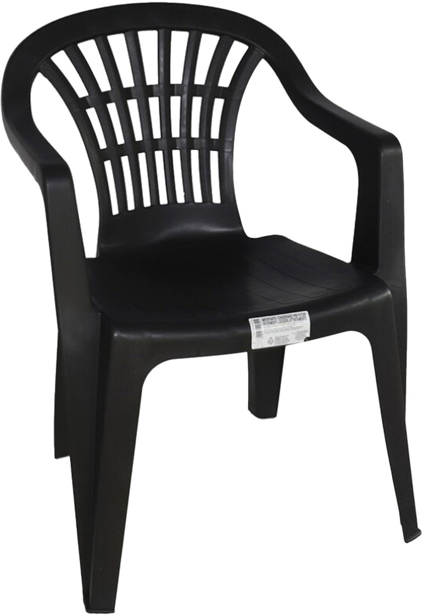 Gerimport Stoel voor buiten/binnen - tuinstoelen - zwart - 50 x 54 x 76 cm - stevig kunststof - Bijzet stoelen