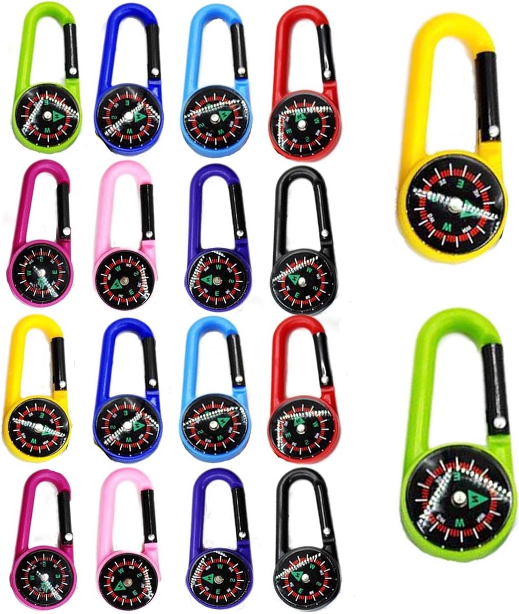 Allecto Plus - Minifles Houder Sleutelhanger met Kompas voor Outdoor Reizen (12 stuks)