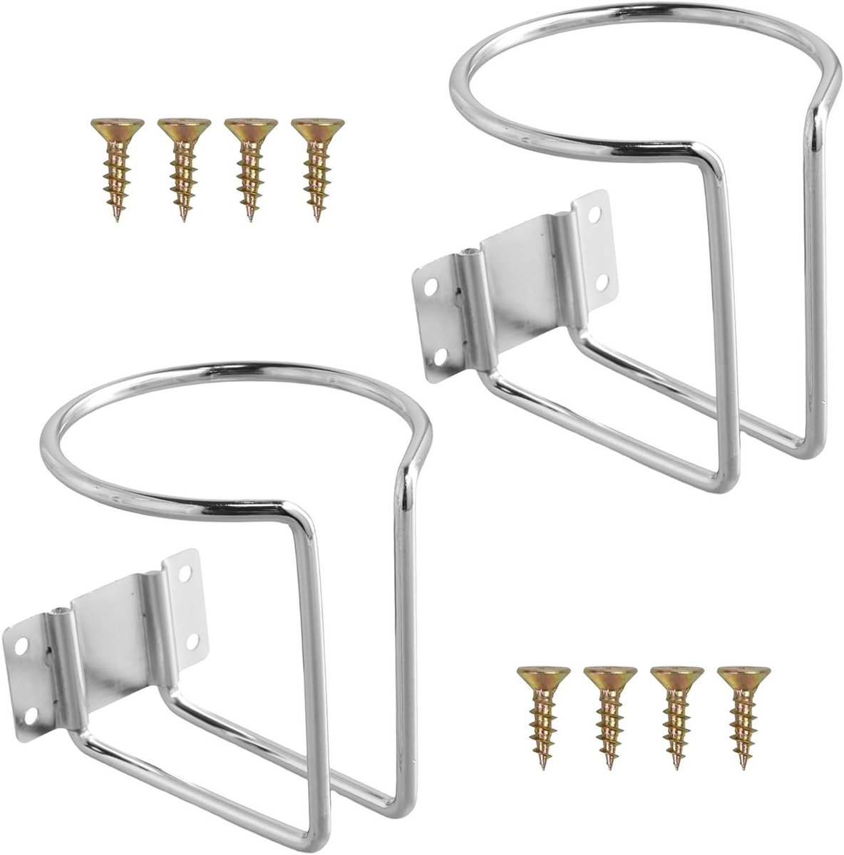 Allecto Plus - Universele Roestvrijstalen Mokflessenhouder voor Marine Jacht, Boot & Camper - Zilverkleurig RV Bekerhouder – Set van 2 Stuks