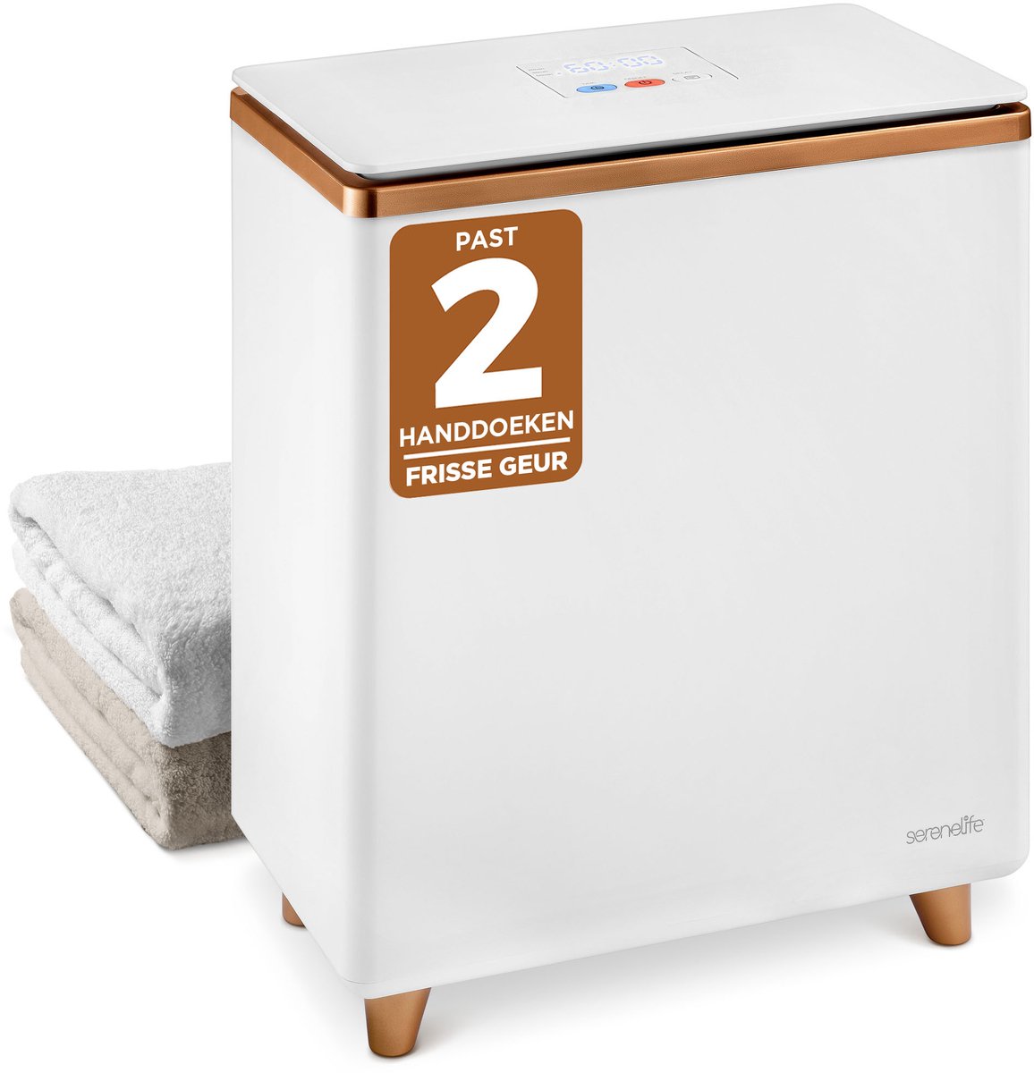 Serenelife Handdoek verwarmer - Elektrische Emmer Towel Warmer voor Spa en Badkamer - Past 2 grote Badhanddoeken, Automatische Uitschakelfunctie - Roségoud