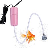 Luchtpomp voor aquarium, mini-USB-zuurstofpomp, stille zuurstofpomp, energiebesparend, zuurstofbubbel, met luchtsteen en siliconen slang met één uitlaat