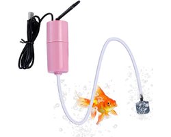 Luchtpompje Aquarium - Aquarium Zuurstof Pomp - USB Mini Aquarium Luchtpomp - 1W Energiebesparende Beluchter - Draagbare Aquarium Luchtpomp - met Luchtsteen en Siliconen buis - Roze