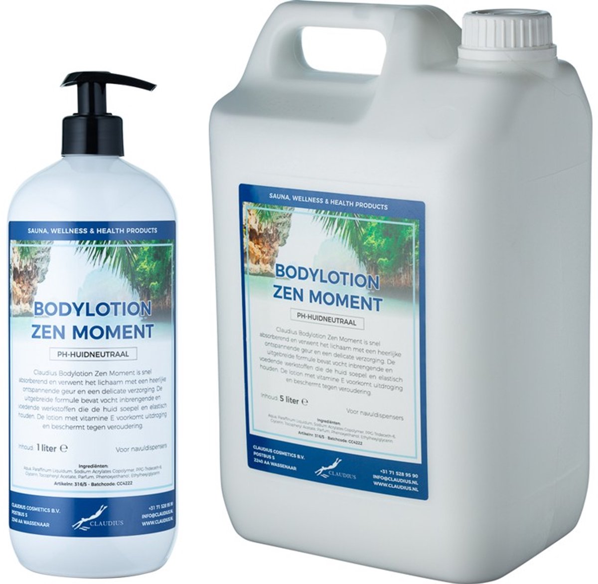 Bodylotion Zen Moment 1 liter met gratis pomp - hervulbaar + Jerrycan 5 liter navulling