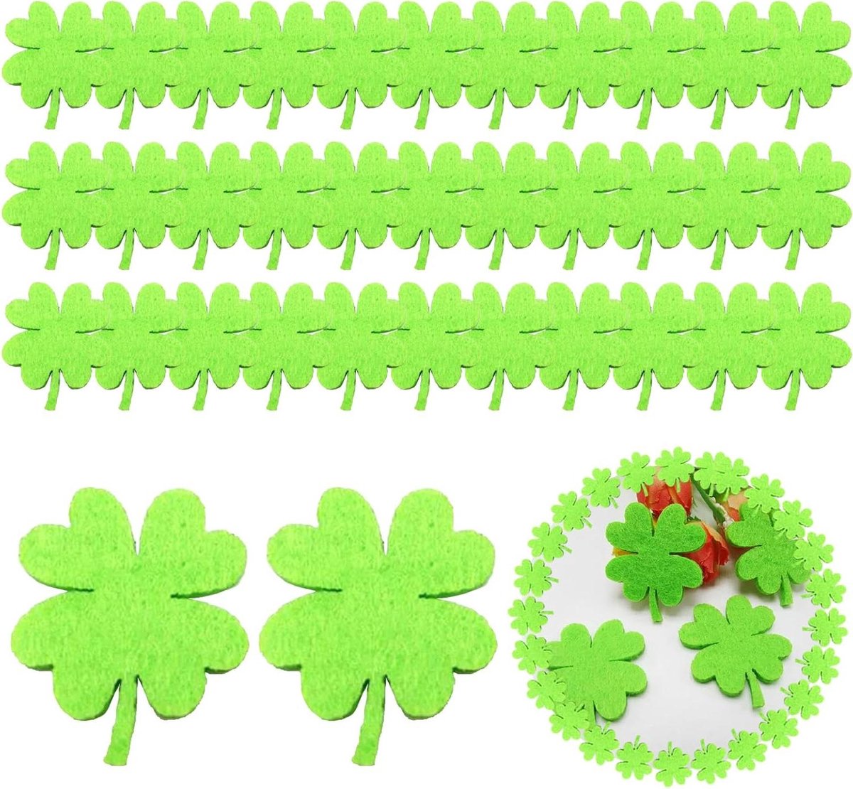 Allecto Plus - Vilt klaverblad patches set van 100 stuks voor decoratie van kleding en accessoires.