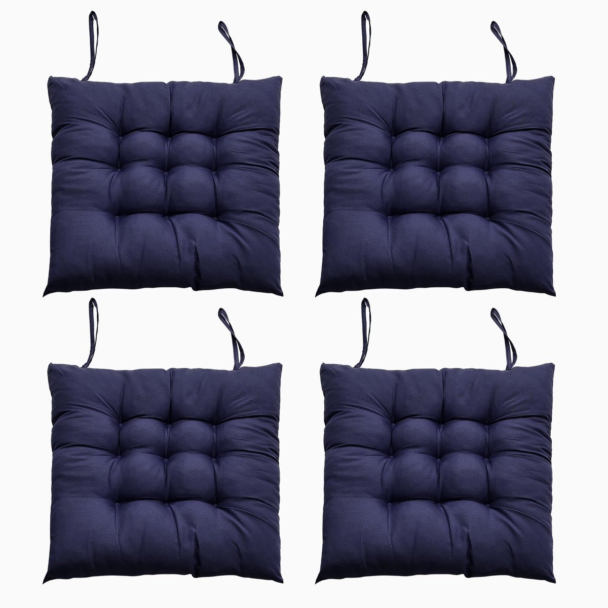 Ibenzoa Comfortabele Set van 4 Stoelkussens met Antislipbanden voor Binnen en Buiten blauw