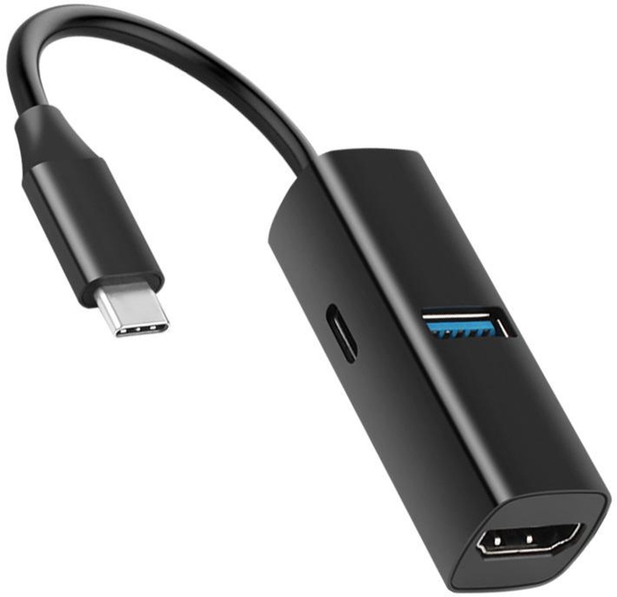 USB-C 3-in-1 Docking Station hub - USB 3.0 + HDMI 4K + PD Opladen - Adapter voor Laptop, Telefoon, MacBook en Projector - zwart