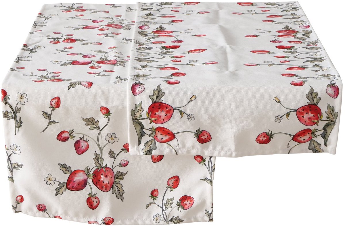 Boltze Home Tafelloper aardbei 'Emily' polyester 40x142cm 2 assorti