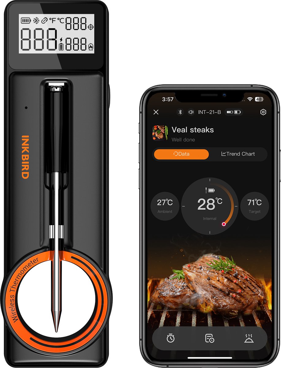 INKBIRD Bluetooth Draadloze Vlees Thermometer nieuw model 2025 Ultradunne 5 mm Sonde